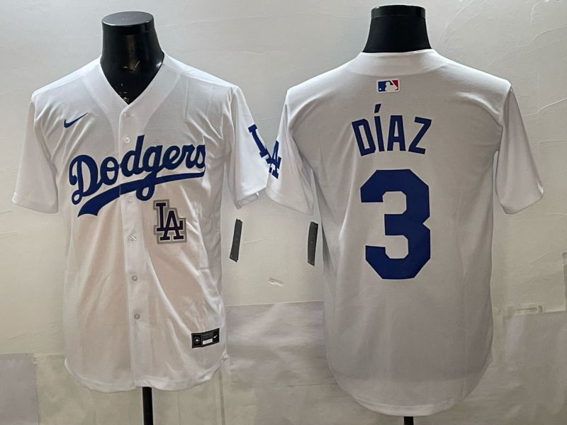Men Los Angeles Dodgers #3 Diaz White Game 2026 Nike MLB Jersey style 07
